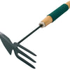 The Marksman Fork And Hoe With Foam Handle is a versatile gardening tool featuring a foam handle in green and wood. It has a hoe on one end and a three-pronged fork on the other, making it perfect for tasks like digging, weeding, and cultivating soil. This Fork and Hoe combination ensures efficiency in your garden.