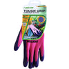 Image of Dekton Tough Grip Latex Coated Gardening Gloves 7/Small in packaging. The gloves are pink and black with latex coating for added grip. The packaging highlights their suitability for gardening and other outdoor tasks.