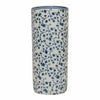 The Jane Blue & White Floral Umbrella Stand is a tall, cylindrical ceramic piece with a white base and intricate hand-painted blue floral and vine patterns—ideal for chic interiors or as a stylish umbrella holder.