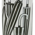 The Umbrella Stand, Shades of Grey Umbrella Design, features a white ceramic body with black and gray umbrella illustrations, bringing vintage charm and stylish organization to your entryway.