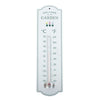 The "Welcome to My Garden Wall Thermometer," featuring floral icons and text, makes a great gift for gardeners. It shows Celsius (-40 to 50) and Fahrenheit (-40 to 120) on a white background, all within a light blue frame.