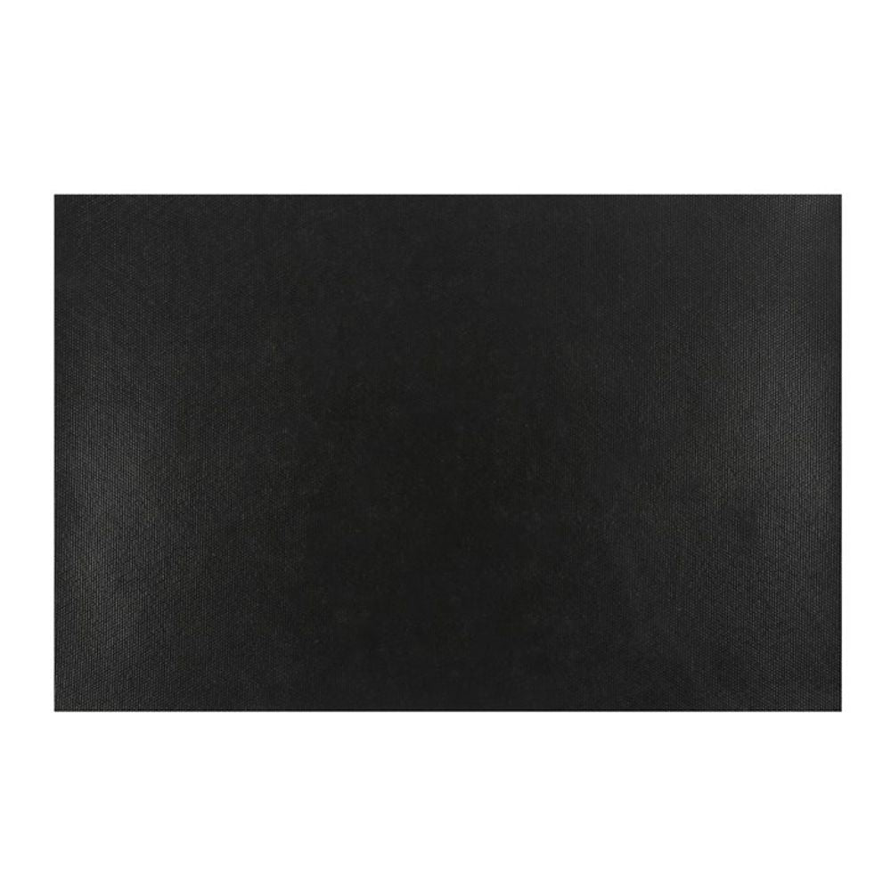 The image showcases a sleek, solid black rectangular surface with a smooth texture, evoking the modern style of the Natural Recharge Here Crystal Doormat. It features no distinguishing patterns and is centrally placed against a white background.