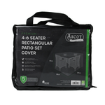 Black Premium Medium (4-6 seater) Rectangular Patio Set Cover (210x110x80cm) offers waterproof and UV-resistant protection for your garden furniture, comes with a 5-year guarantee, and features a label for easy identification.
