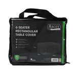 The Premium Rectangular 6 Seater Table Cover, measuring 170cm x 94cm x 71cm, comes in black with a handle. It offers durable waterproof and UV-protected PVC protection and includes a 5-year guarantee.