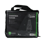 The black Premium Chiminea Cover by Ascot, 37cm (Dia.) x 60cm (Dia.) x 100cm (H), features UV-protected PVC, waterproof protection, and a chiminea outline label. It offers protective features and comes with a 5-year guarantee, making it ideal for outdoor furniture use.