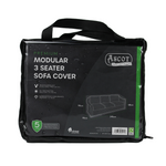 A black carrying case for the Premium Modular 3 Seater Sofa (245 x 93 x 68/90H), featuring product details, dimensions, warranty info, and an illustration of the sofa on the front.