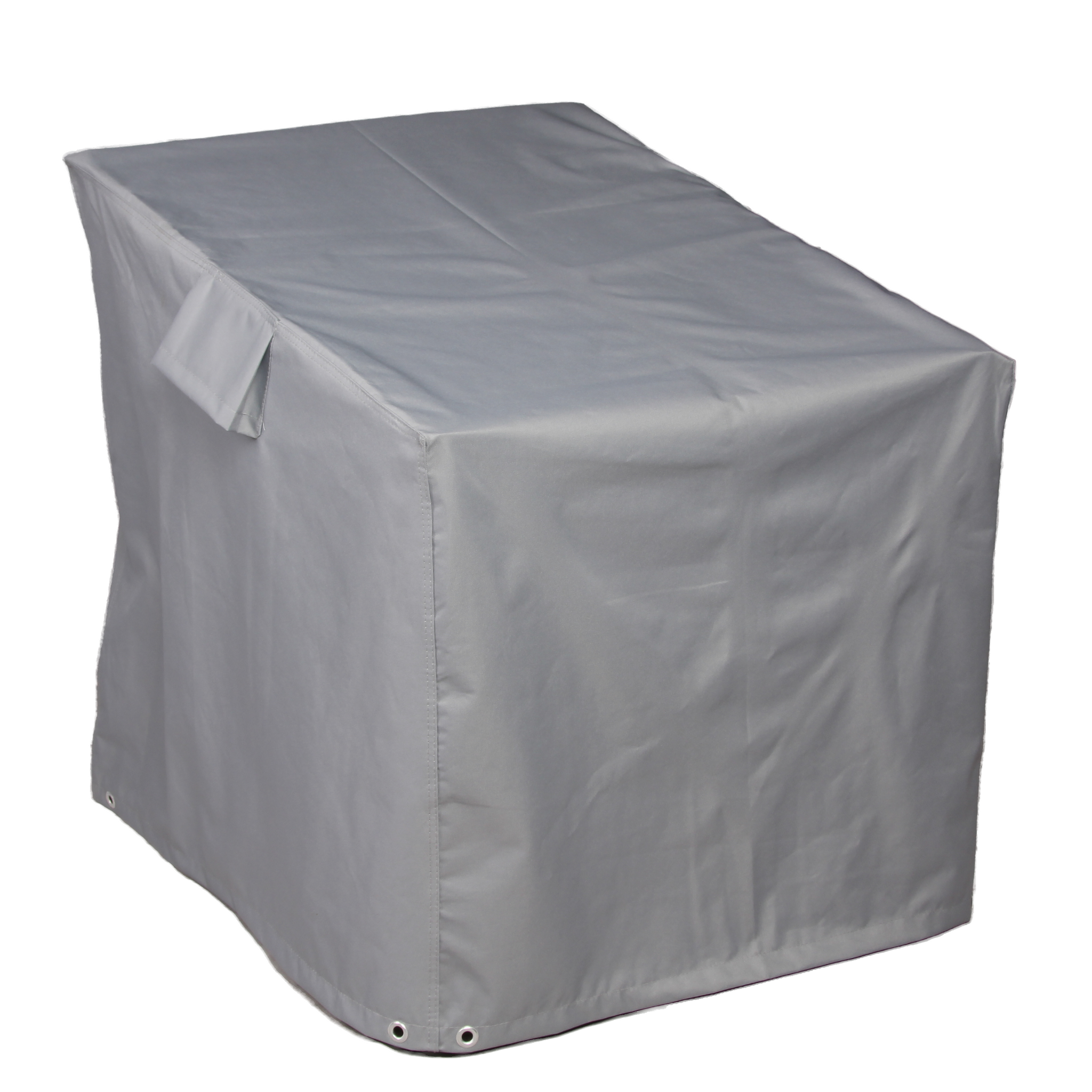 The Premium Modular Armchair Cover offers waterproof protection with its UV-protected PVC and protective grey fabric. It features reinforced edges, a side handle, and metal eyelets at the bottom corners for a secure fit on your outdoor furniture. Dimensions: 93 X 93 X 68/90 H.