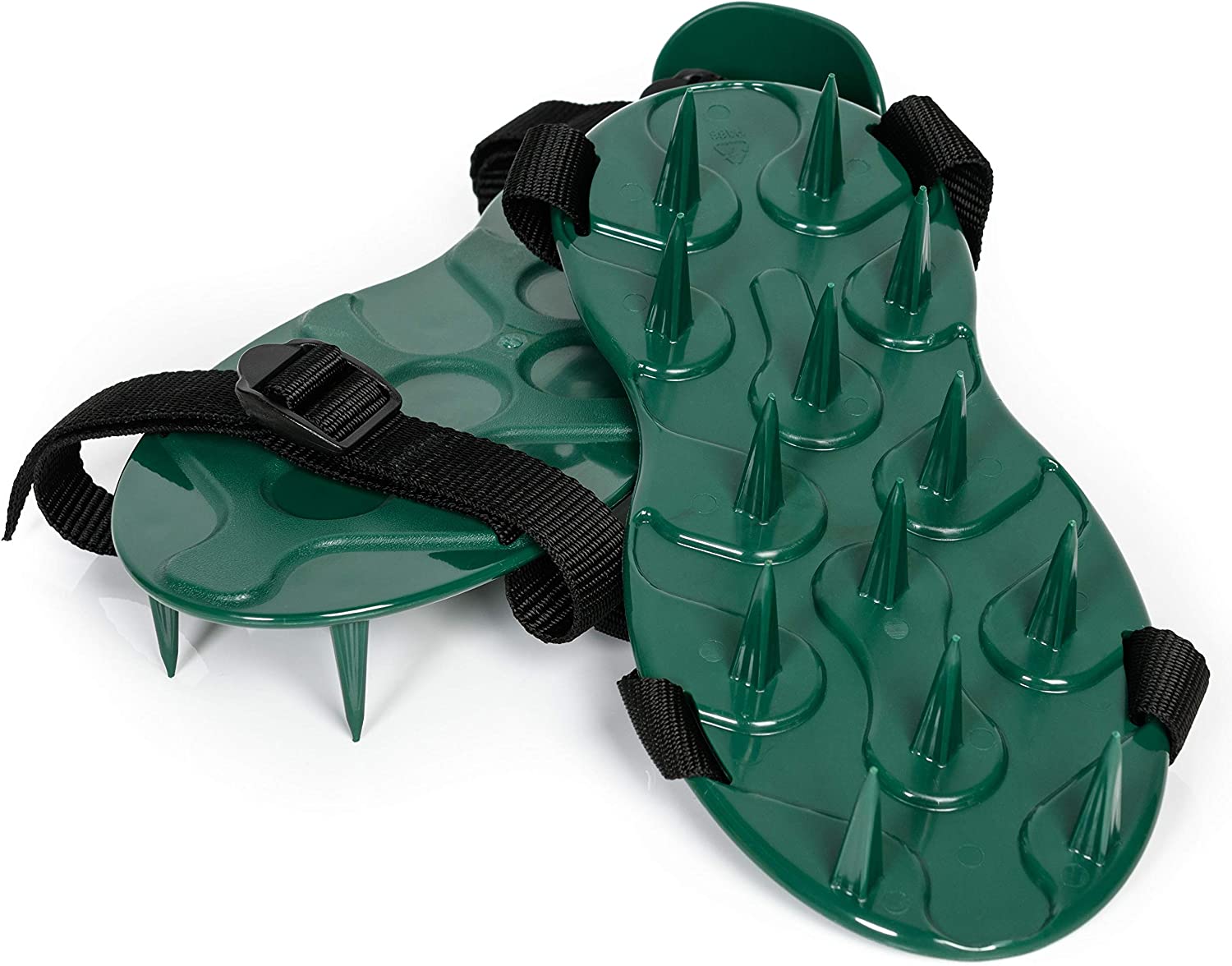 The ProSpike Lawn Aerator Shoes are great for gardeners, featuring multiple spikes and black adjustable straps for effective soil aeration and secure fastening, ideal for maintaining a healthy lawn.