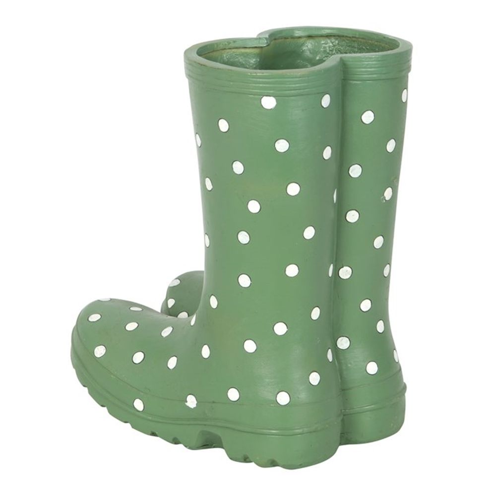 The Light Green Welly Boot Planter is a stylish entrance piece, perfectly blending function with flair.