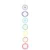 The Chakra Wall Hanging is a vertical decor piece featuring seven rainbow-colored circles, each representing a chakra and spiritual wellbeing, arranged from violet at the top to red at the bottom.