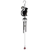 The Black Cat Profile Windchime features a black metal cat silhouette, cylindrical tubes, and a red weight—an ideal way to add charm to your outdoor space or give as a thoughtful gift for cat lovers.