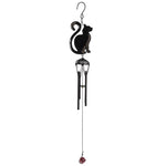 The Black Cat Profile Windchime features a black metal cat silhouette, cylindrical tubes, and a red weight—an ideal way to add charm to your outdoor space or give as a thoughtful gift for cat lovers.