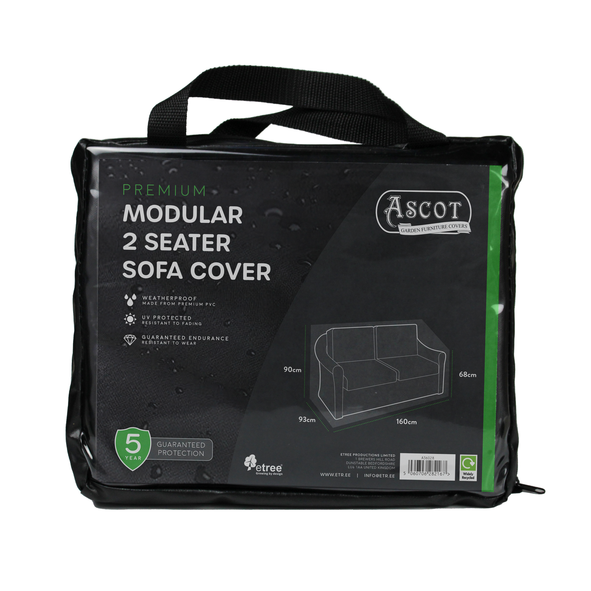 Premium Modular 2 Seater Sofa - 160 X 93 X 68/90 H