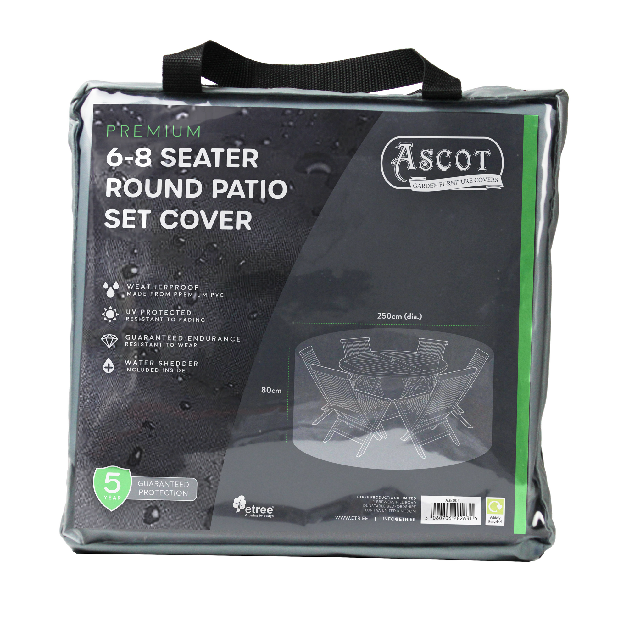 Premium Large(6-8 seater) Round Patio Set Cover - 250 (Dia.)X 80(H) cm