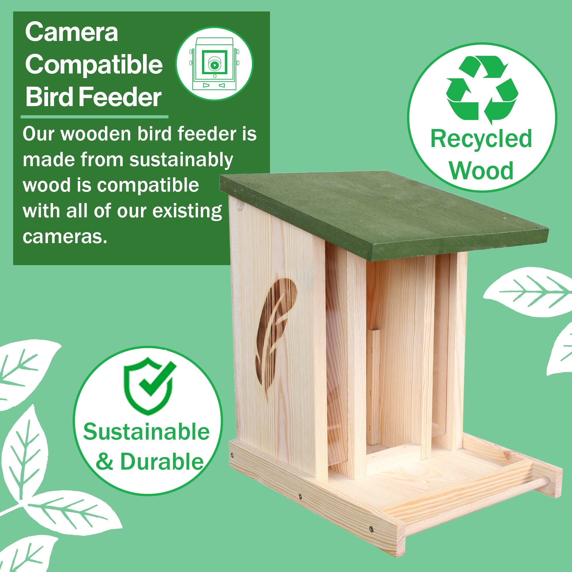 Camera Compatible Wooden Bird Feeder