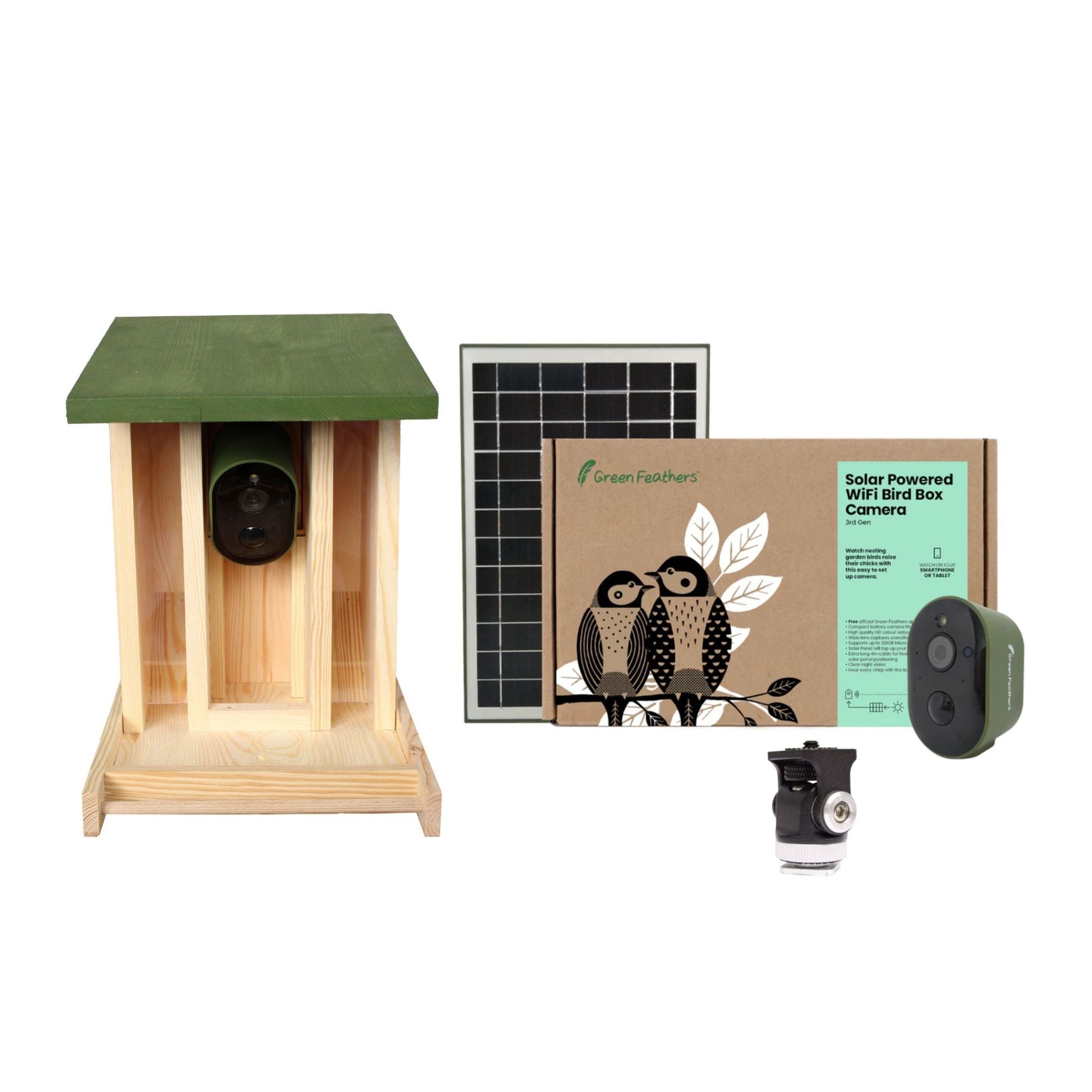 Solar Powered WiFi Camera Wooden Bird Feeder Kit