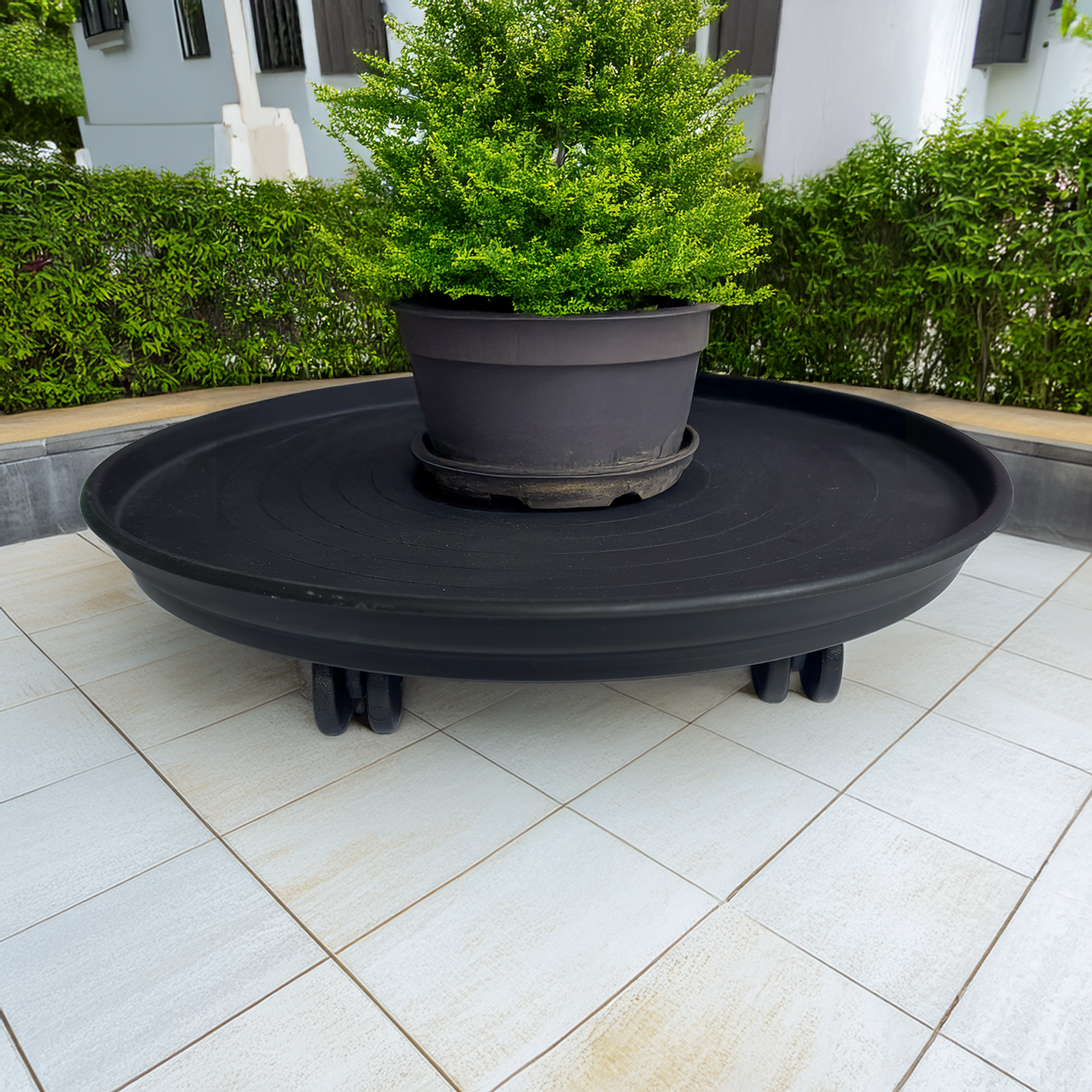 Patio Pot Trolley Set of 2 – Black – Medium 30 cm (20 kg) & Large 38 cm (50 kg) – Heavy Duty Plant Caddy