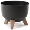 Roma Bowl Pot with Legs, Insert and Hole with Plug 240mm Black