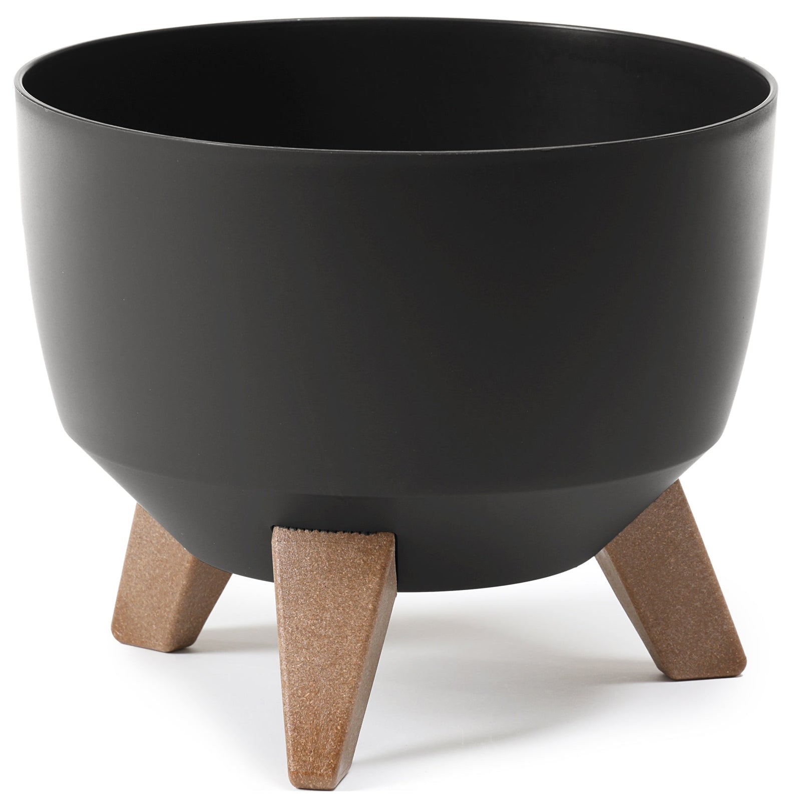 Roma Bowl Pot with Legs, Insert and Hole with Plug 290mm Black