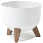 Roma Bowl Pot with Legs, Insert and Hole with Plug 330mm White