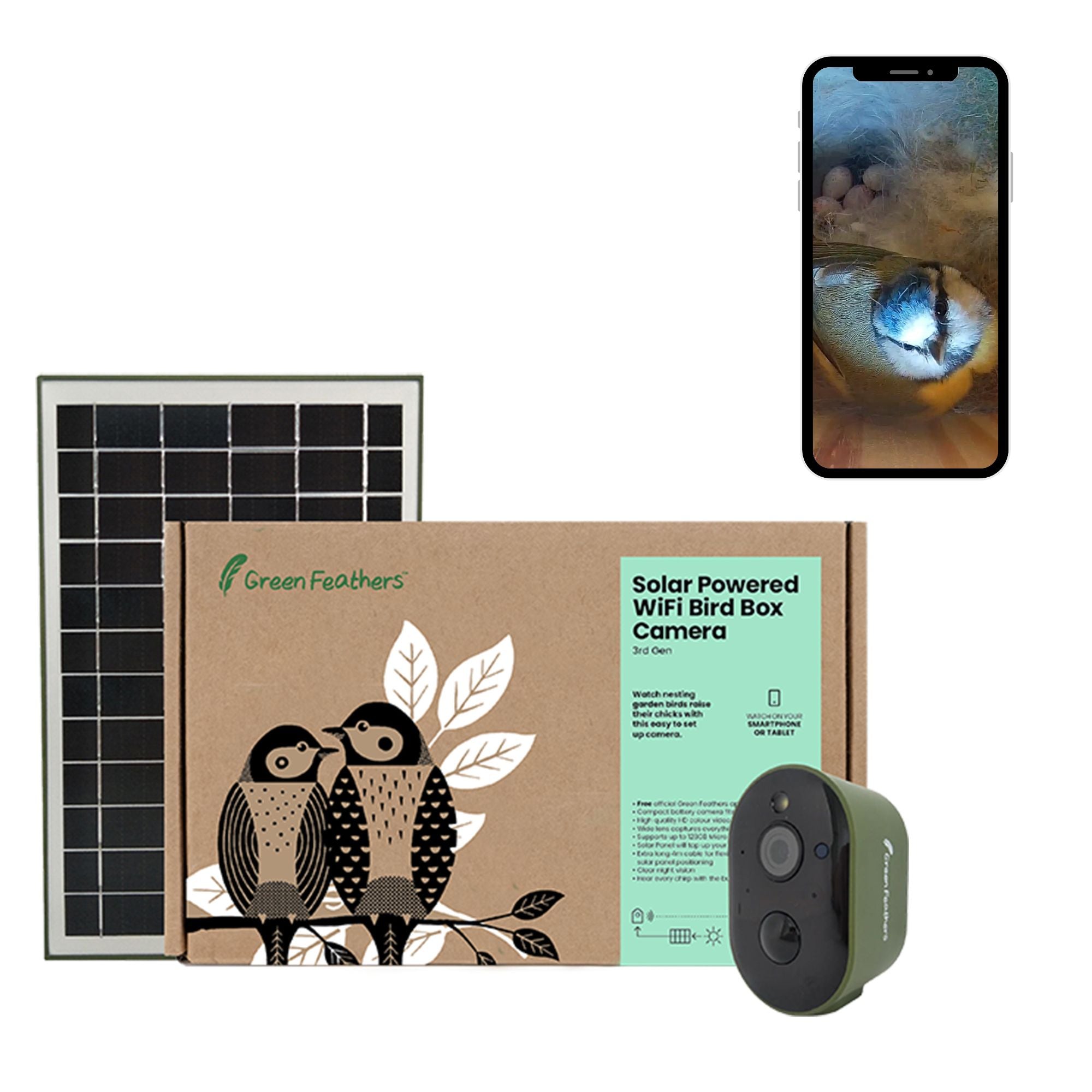 Solar Powered WiFi Bird Box & Wildlife HD Camera