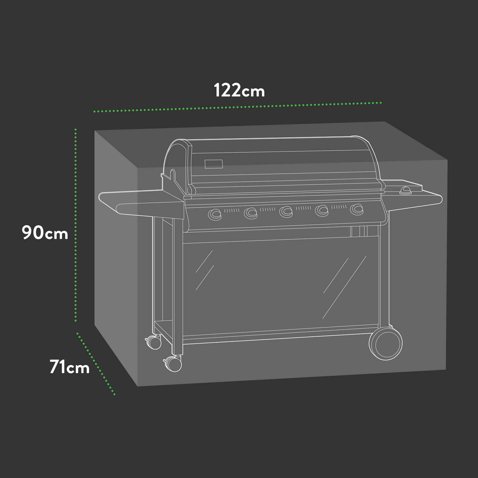 Premium Wagon/ Trolley Barbecue Cover - 122 X 71 X 90 (H) cm