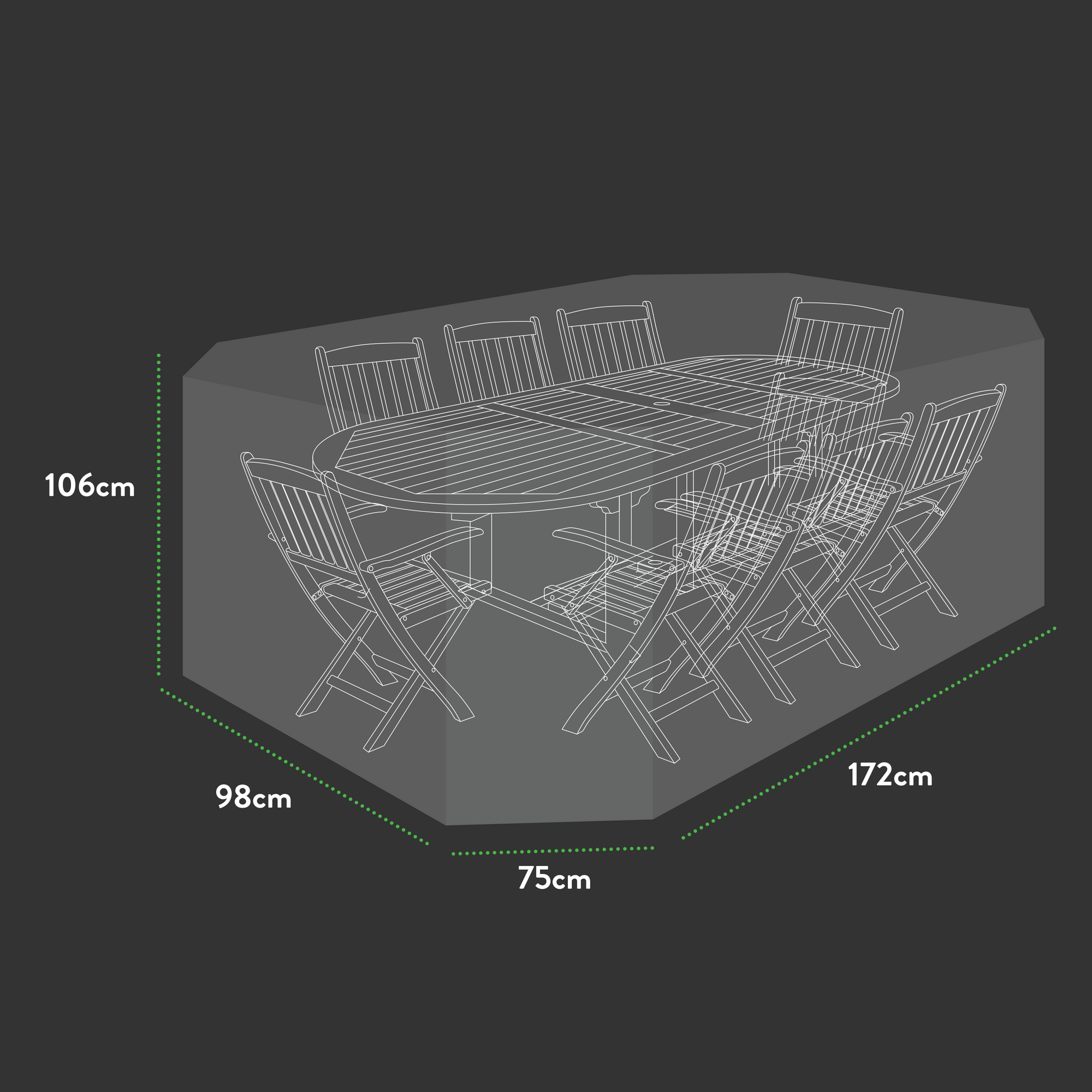 Premium Patio Set Cover - Large Oval - 278 X 204 X 106 (H) cm