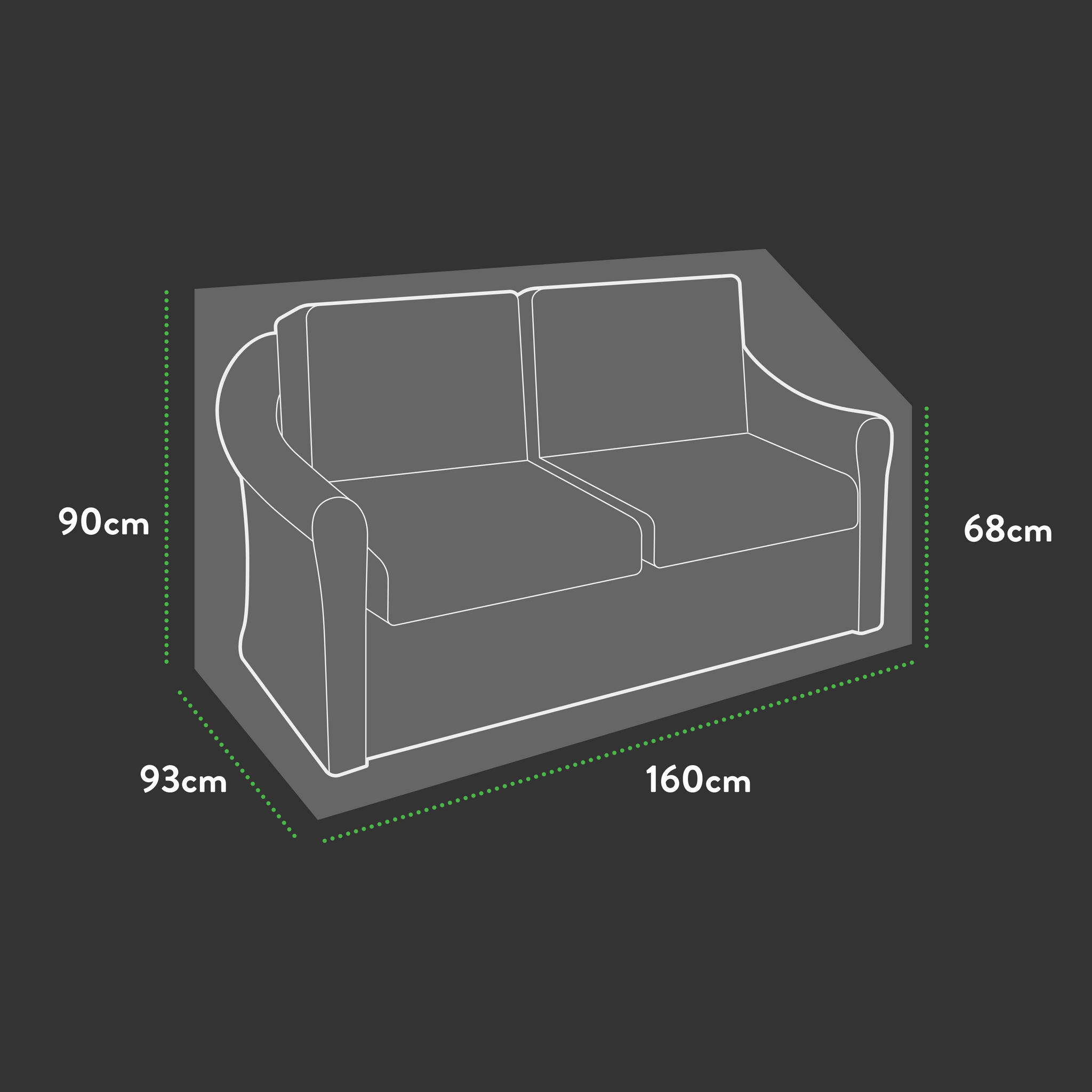 Premium Modular 2 Seater Sofa - 160 X 93 X 68/90 H