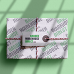 A gift box wrapped in paper featuring the 'Garden Warehouse Direct' logo.