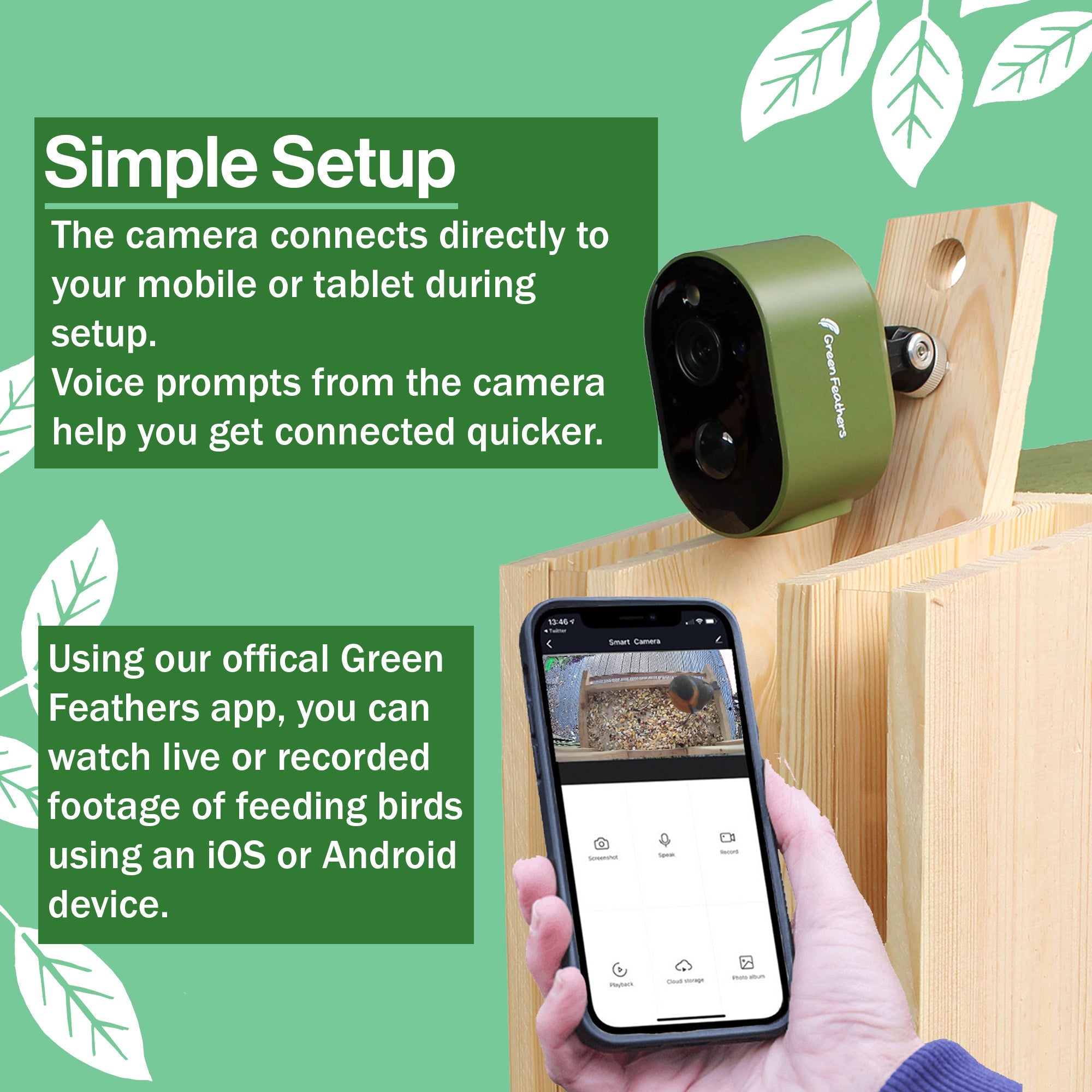Solar Powered WiFi Camera Wooden Bird Feeder Kit