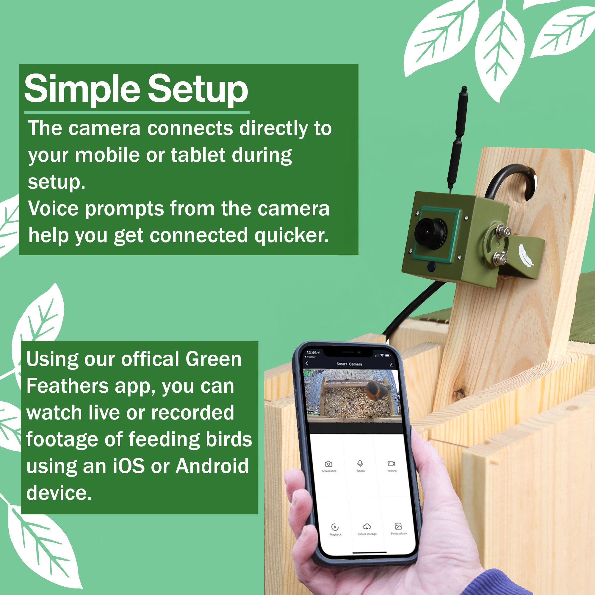 Camera Compatible Wooden Bird Feeder