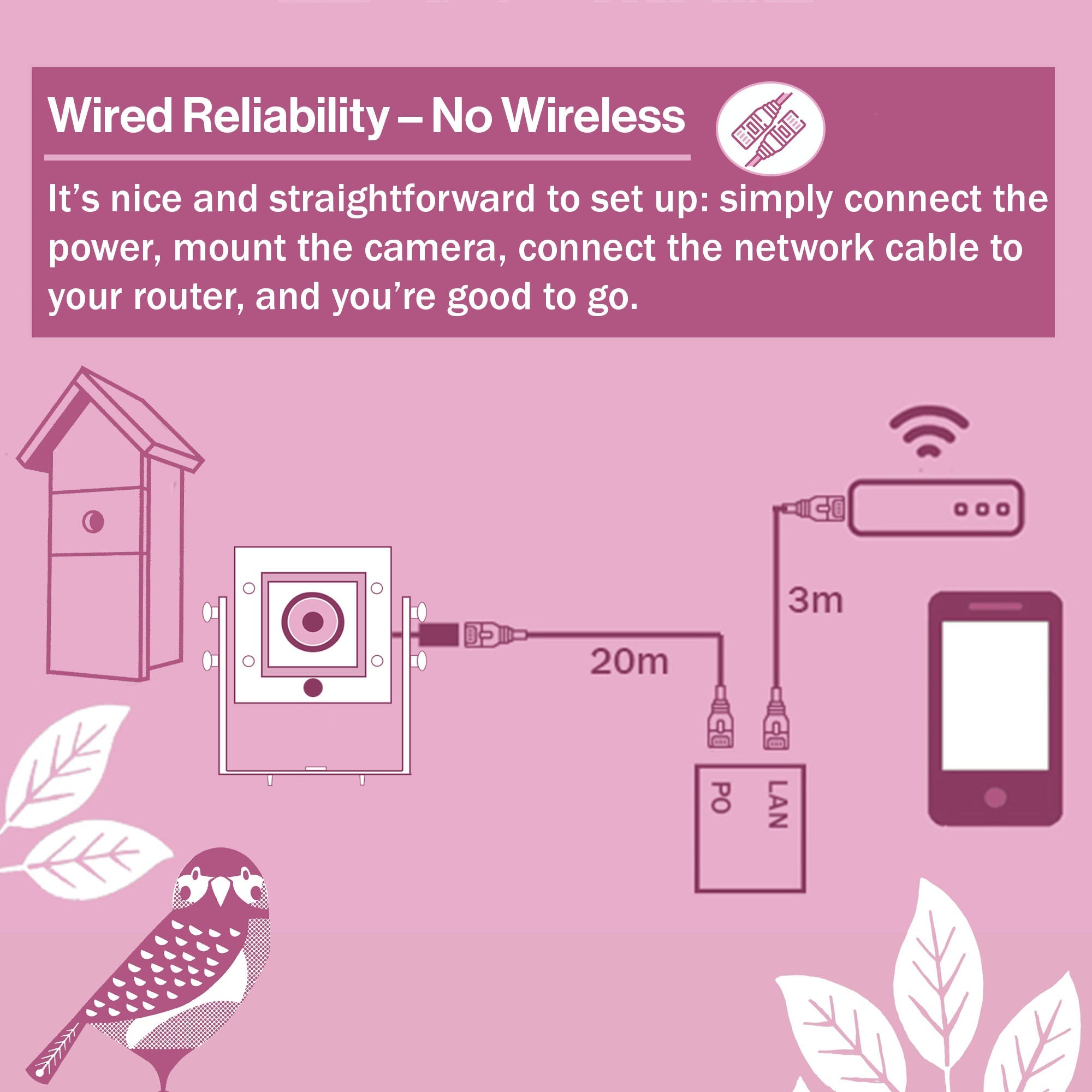 Wired Network Bird Box HD Camera Starter Pack (2nd Gen)