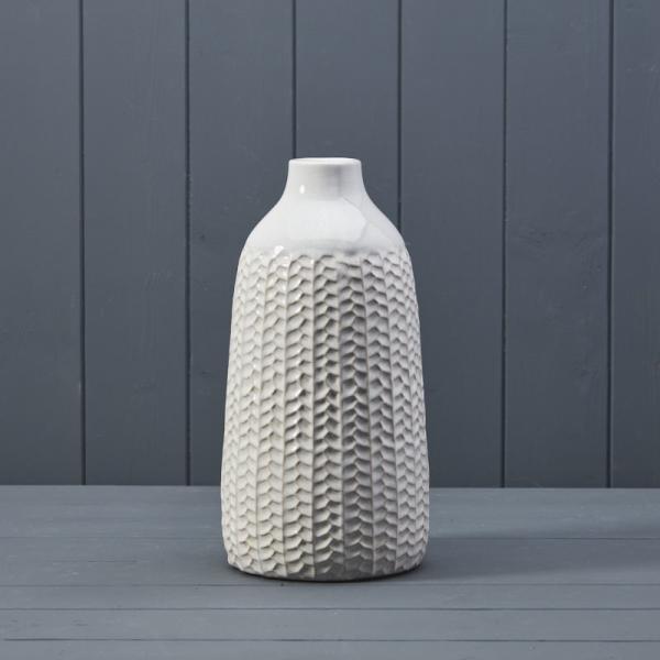 White Ceramic Vase (28.5cm) TD(ext)5/(int)3.5cm BD12.8 x H28.5cm