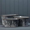 Set of Three Meadow Oval Zinc Planters