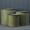 Set of Three Zinc Vintage Green Planters