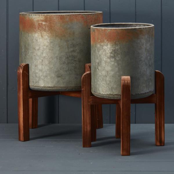 Set of Two Vintage Pots with Stands