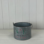 Metal Bucket Merry Christmas with Over Handle