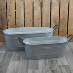 420154 - Set of Two Aged Zinc Troughs