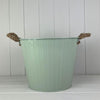 Sage Green Round Tapered Zinc Planter with Rope Ears