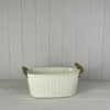 Cream Oval Tapered Trough with Rope Handles
