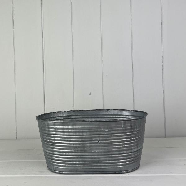 Ribbed Oval Zinc Trough TD24x14.5cm H11cm B20x11.3cm