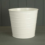 23cm White Zinc Pot (with drainage Holes)