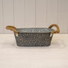 Zinc trough with hammered finish (embossed) and rope ears T26cmx12.5cm H10cm