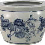 Ceramic Planter, Vintage Blue & White Magnolia Design