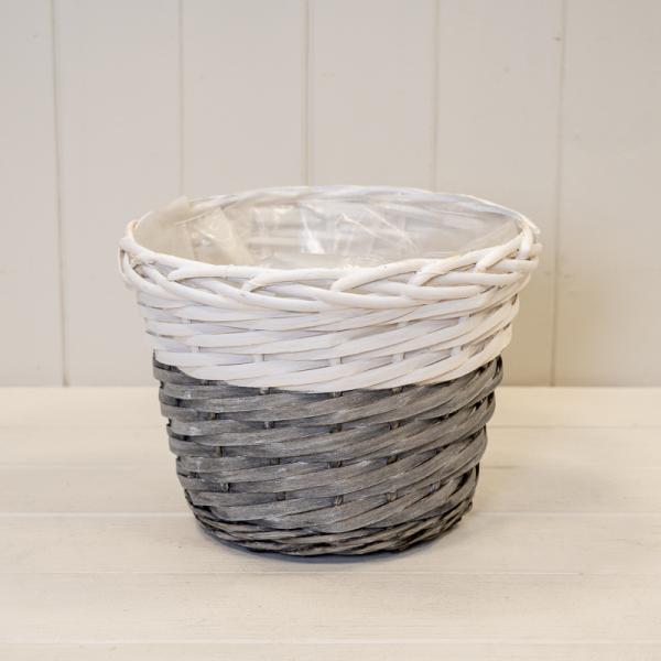 23cm Two Tone White/Grey Willow Planter