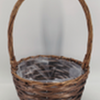 24cm Round Brown Willow Basket with overhandle