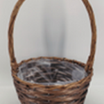 24cm Round Brown Willow Basket with overhandle