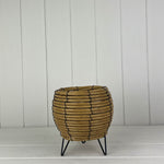 Bulbous Rattan Pot with Legs TH15.7cm MD15.5cm