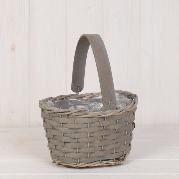 Greywashed Woodchip Trug with Flexi Handle 20x16cm H11cm