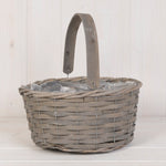 Greywashed Woodchip Trug with Flexi Handle 26x22cm H12cm